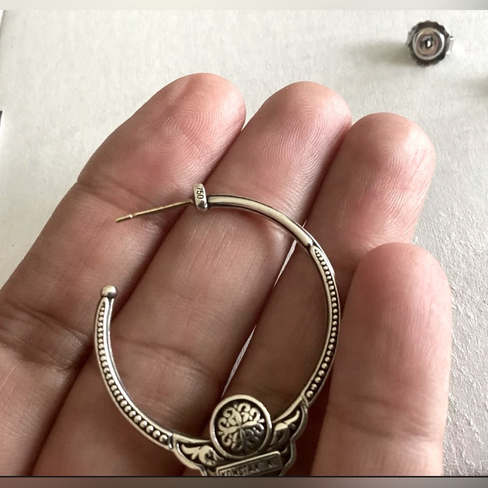 Konstantino Mother of Pearl Hoop Earrings, Sterling Silver & 18K Gold - Picture 7 of 11